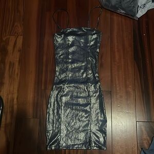 metallic mini dress